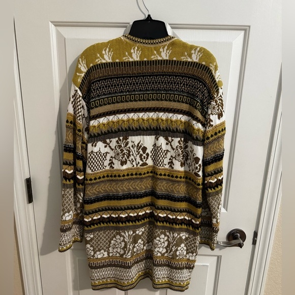 Dana Buchman Vintage Gold Brown Glam Long Button Up Cardigan Size M - Picture 10 of 11